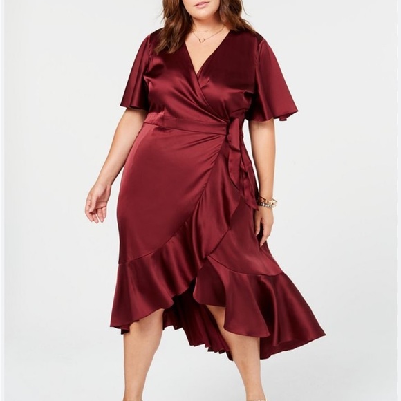 Soprano Dresses & Skirts - Trendy Plus Size Flounce Wrap Dress 1X